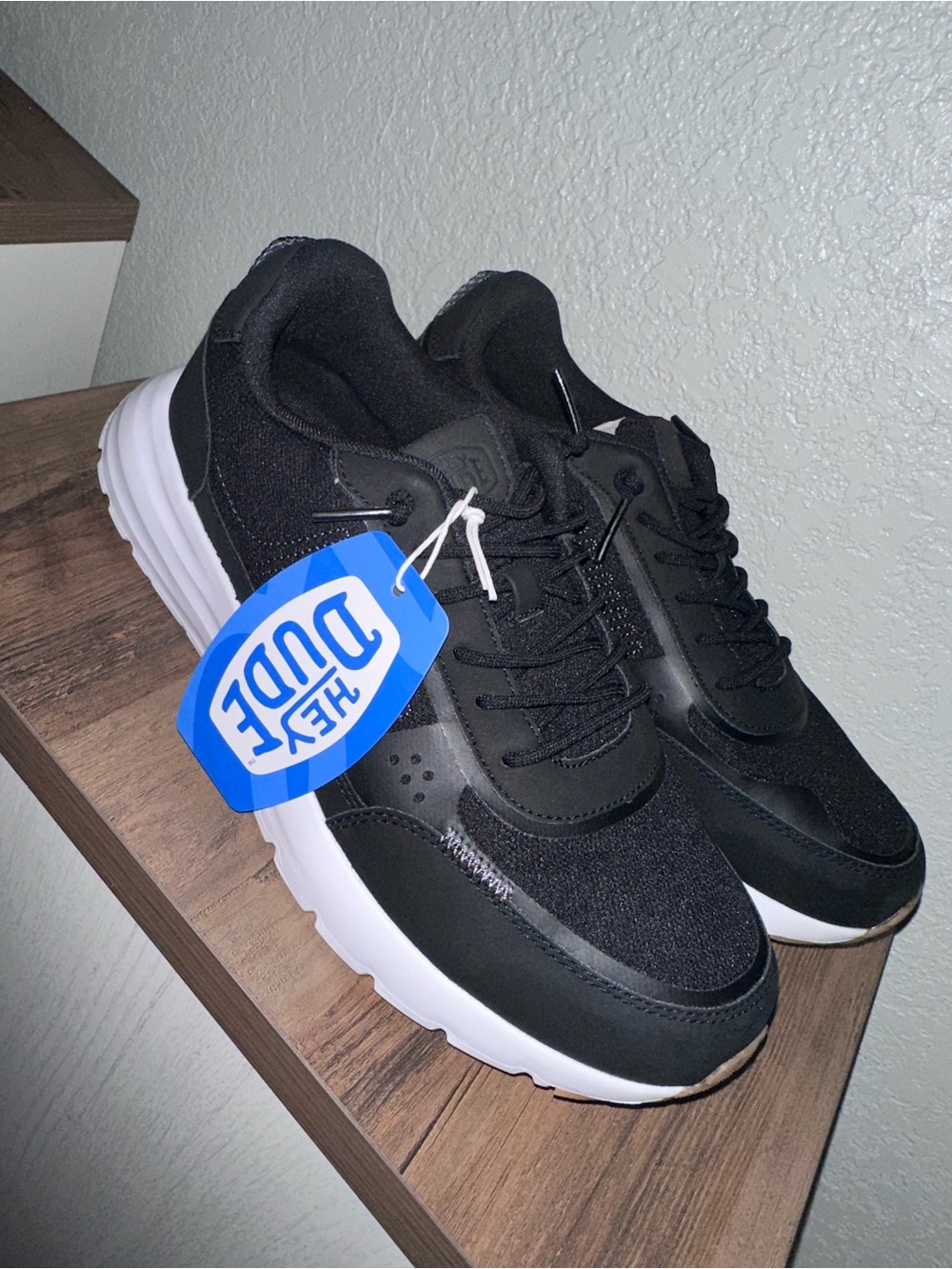 Hey Dude Sirocco Black Sneakers with White Sole
